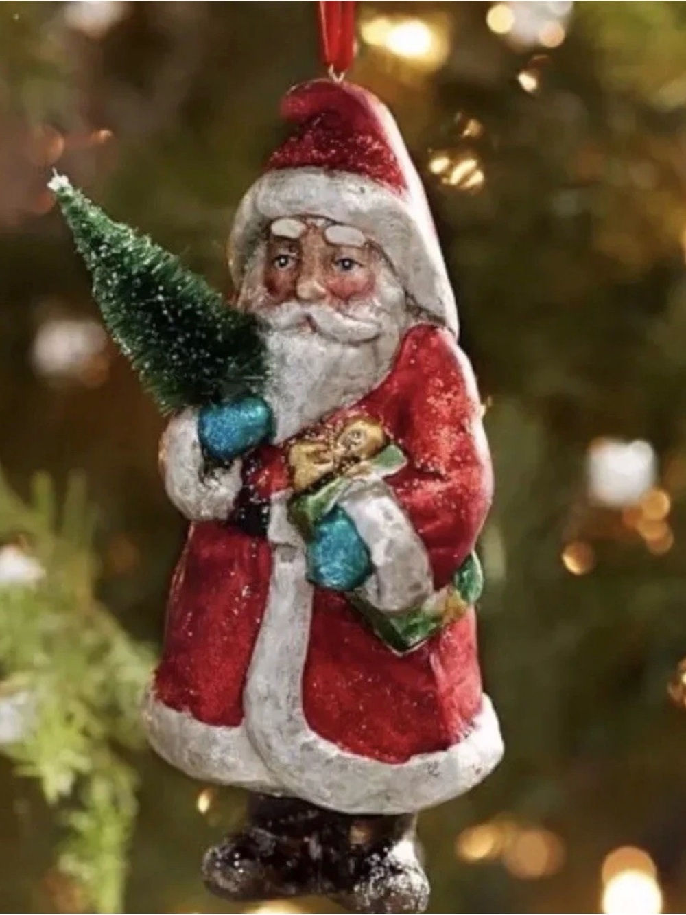 Pottery Barn Mercury Glass Santa Ornament